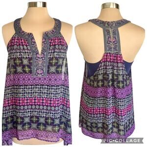 Allen B. Sleeveless Embroidered Top Womens‎ M Halter Fairy Boho Comtemporary